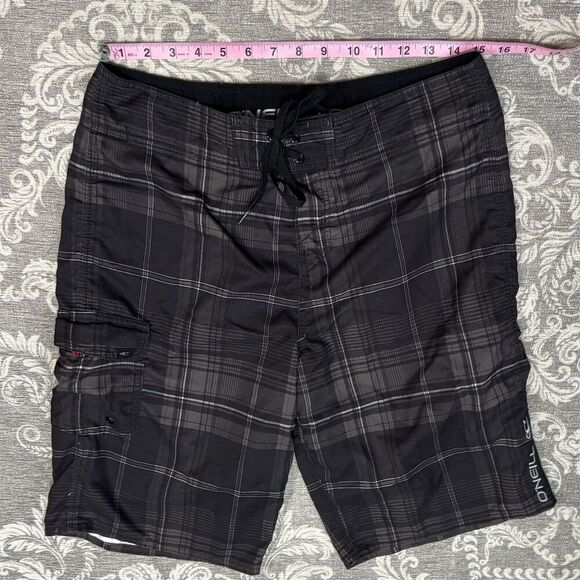 O'Neill Men's Plaid Board Shorts Black Size 32 Quick-Dry Swim Trunks - Picture 3 of 6